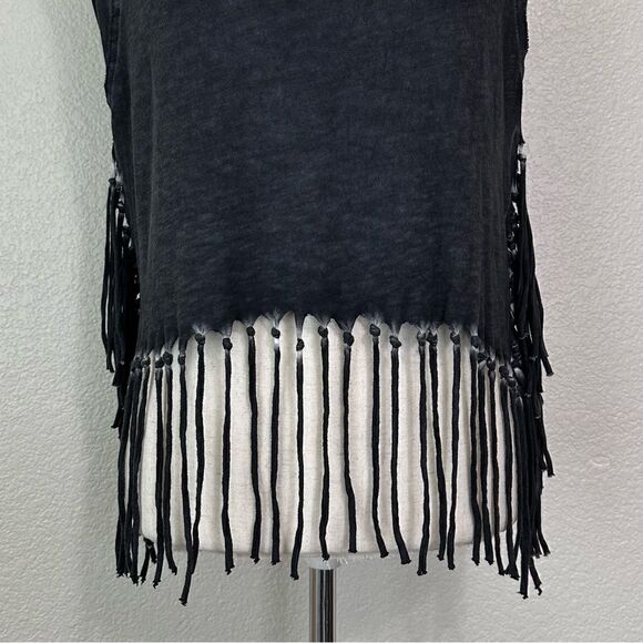 Urban Outfitters Ecote Boho Gray Mineral Wash Fringe Crop Top - Picture 3 of 11